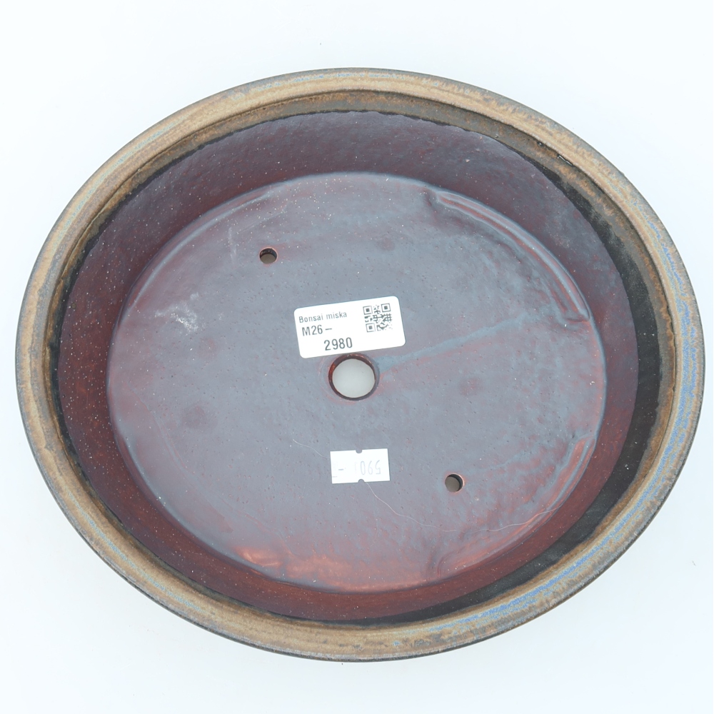 Pot à bonsaï en céramique 24 x 21,5 x 5,5 cm, couleur marron
