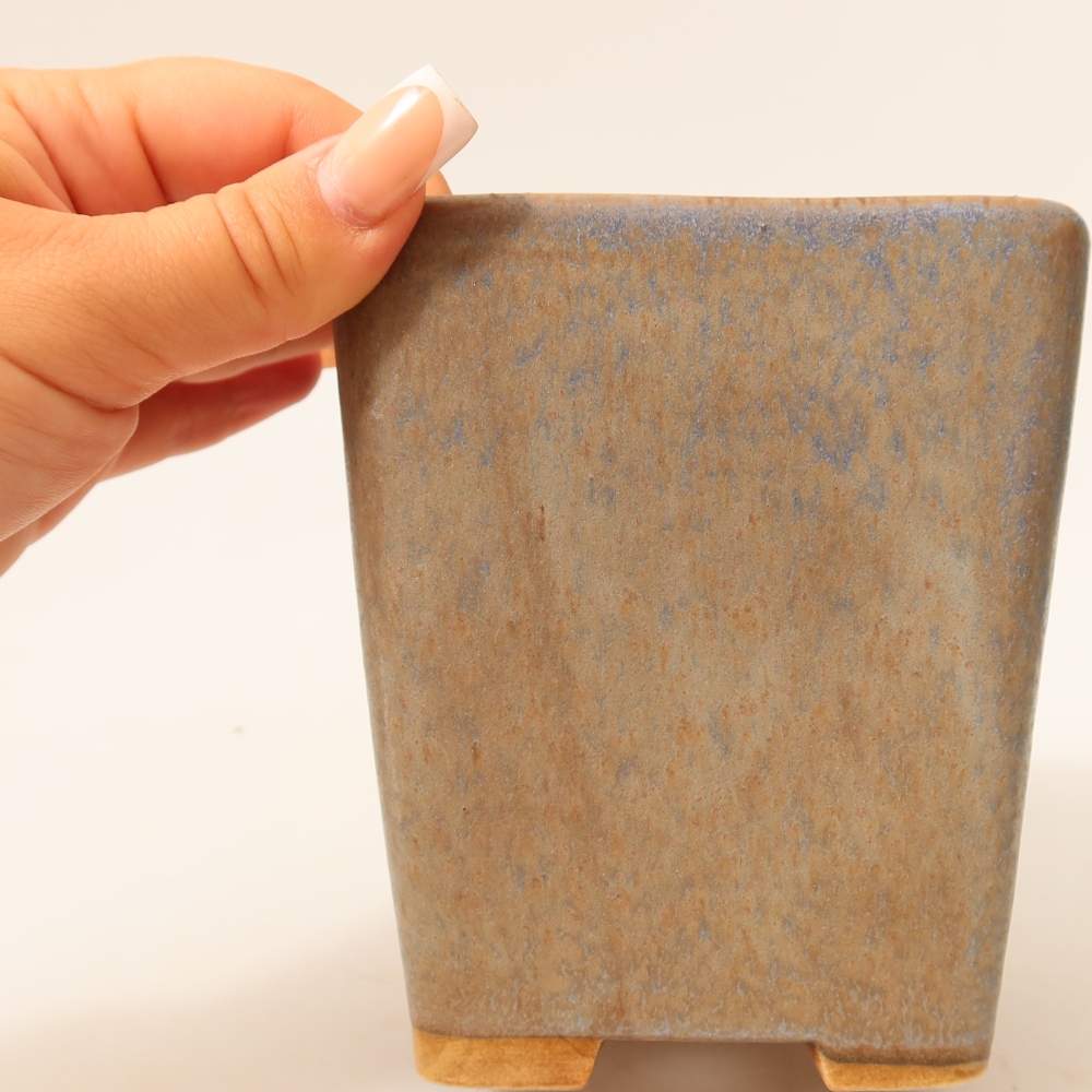 Pot à bonsaï en céramique 10,5 x 10,5 x 12 cm, couleur bleue