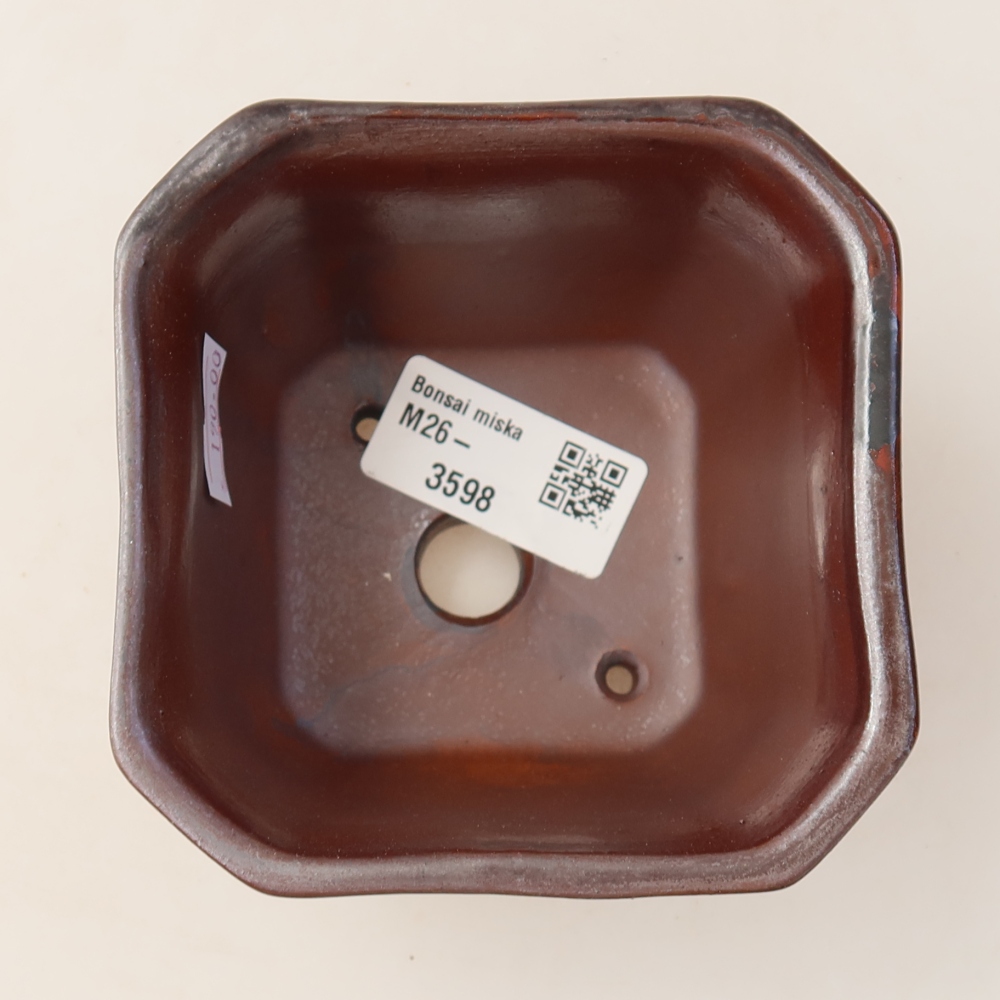 Pot à bonsaï en céramique 10 x 10 x 6,5 cm, couleur marron