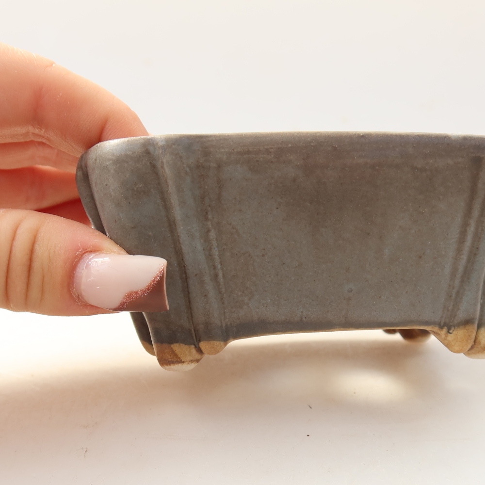 Pot à bonsaï en céramique 10,5 x 8,5 x 5 cm, couleur bleue