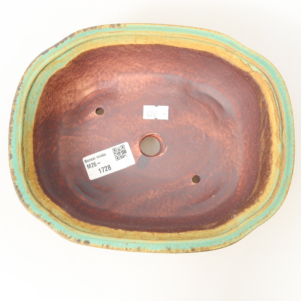 Pot à bonsaï en céramique 20,5 x 16,5 x 7 cm, couleur verte