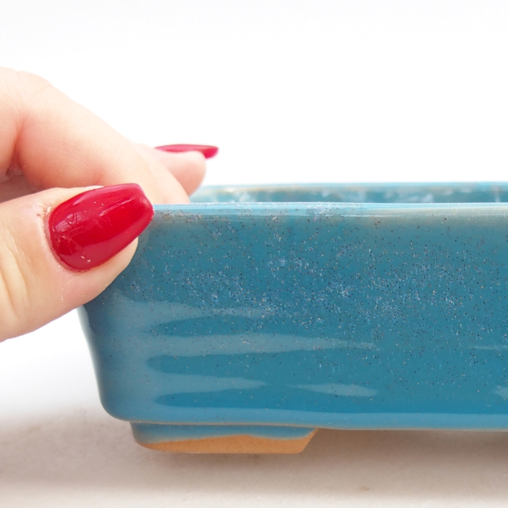 Bol à bonsaï en céramique 14,5 x 10,5 x 4,5 cm, couleur bleu