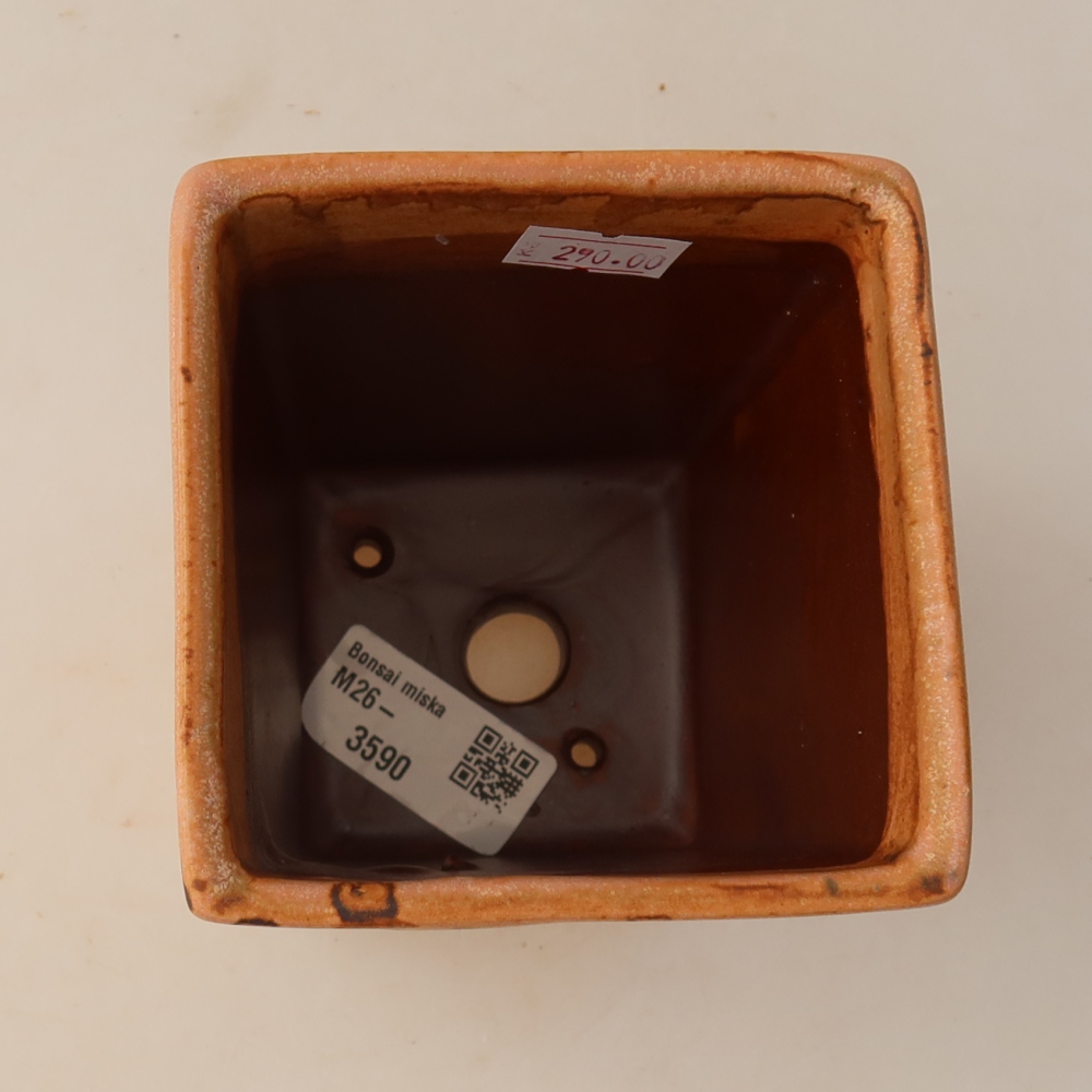 Pot à bonsaï en céramique 9 x 9 x 12,5 cm, couleur rose