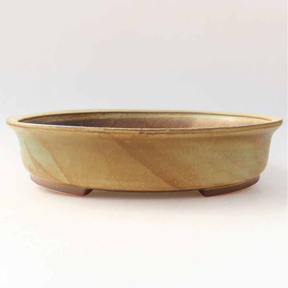 Pot à bonsaï en céramique 26 x 24 x 6 cm, couleur verte