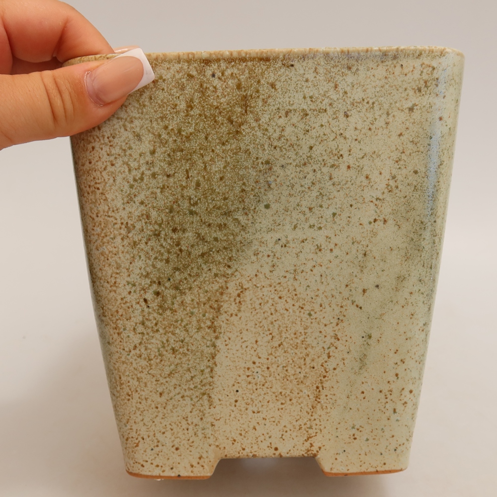 Bol à bonsaï en céramique 13,5 x 13,5 x 15 cm, vert