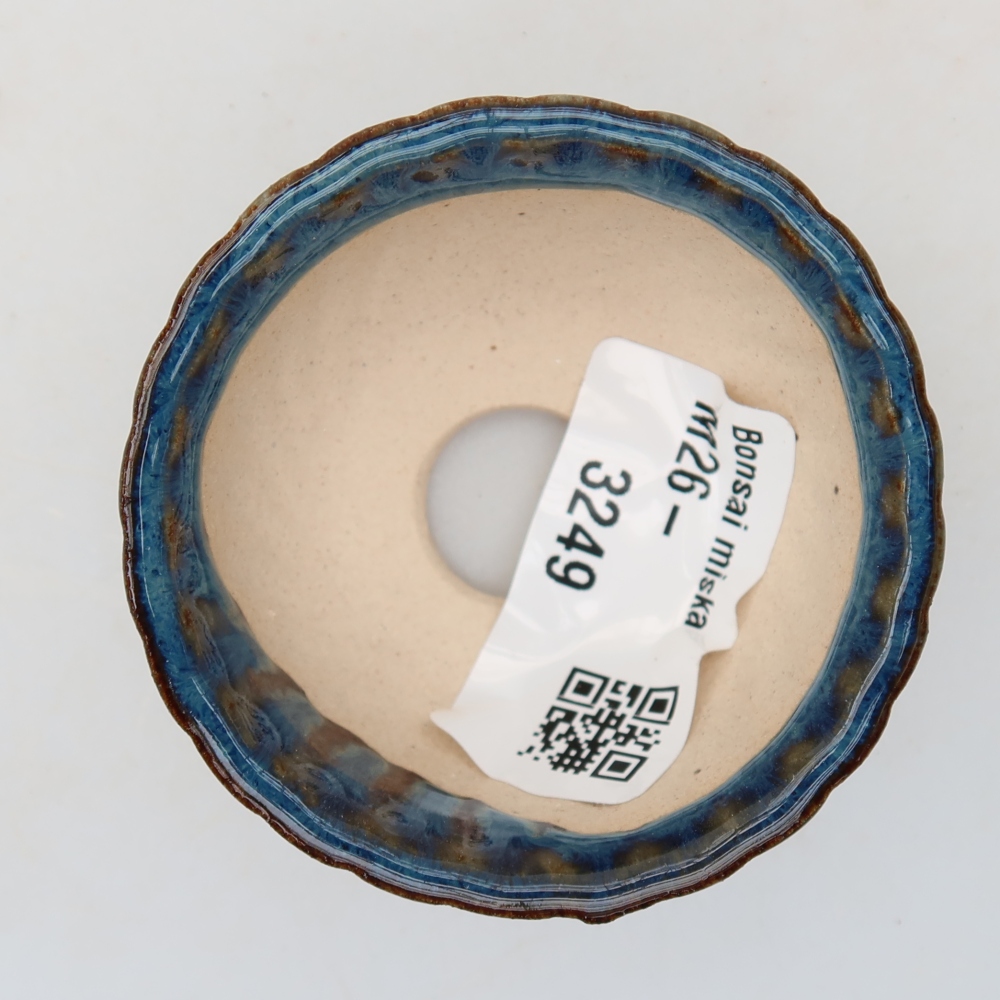 Pot à bonsaï en céramique 5,5 x 5,5 x 3 cm, couleur bleue