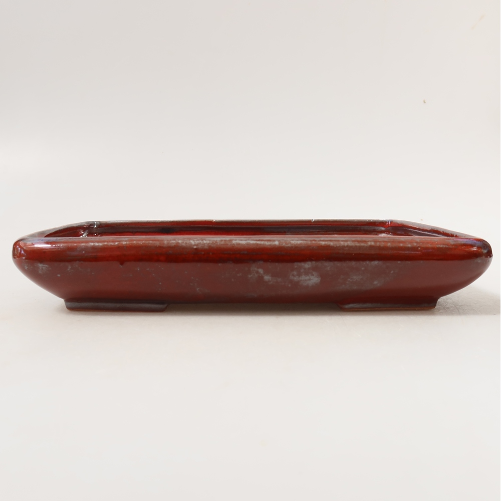 Pot à bonsaï en céramique 24 x 17,5 x 4 cm, couleur rouge métallisé