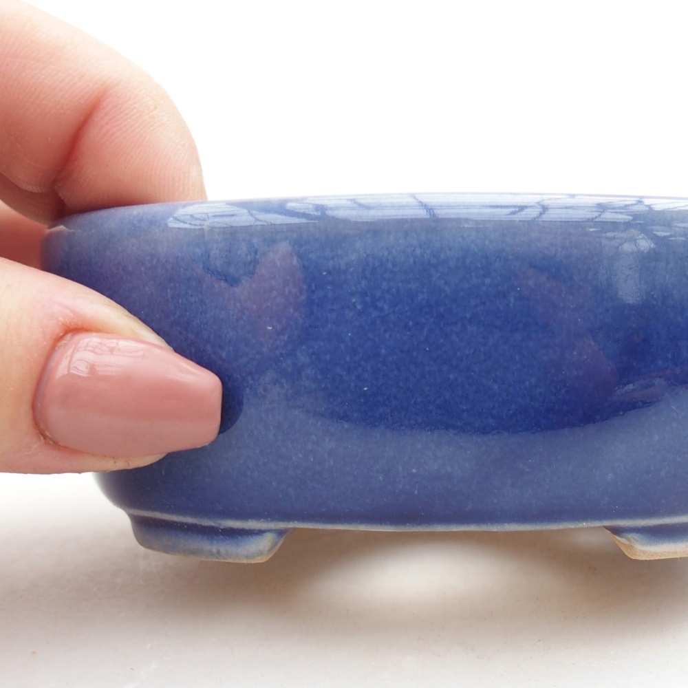 Bol à bonsaï en céramique 9 x 7,5 x 3,5 cm, couleur bleu