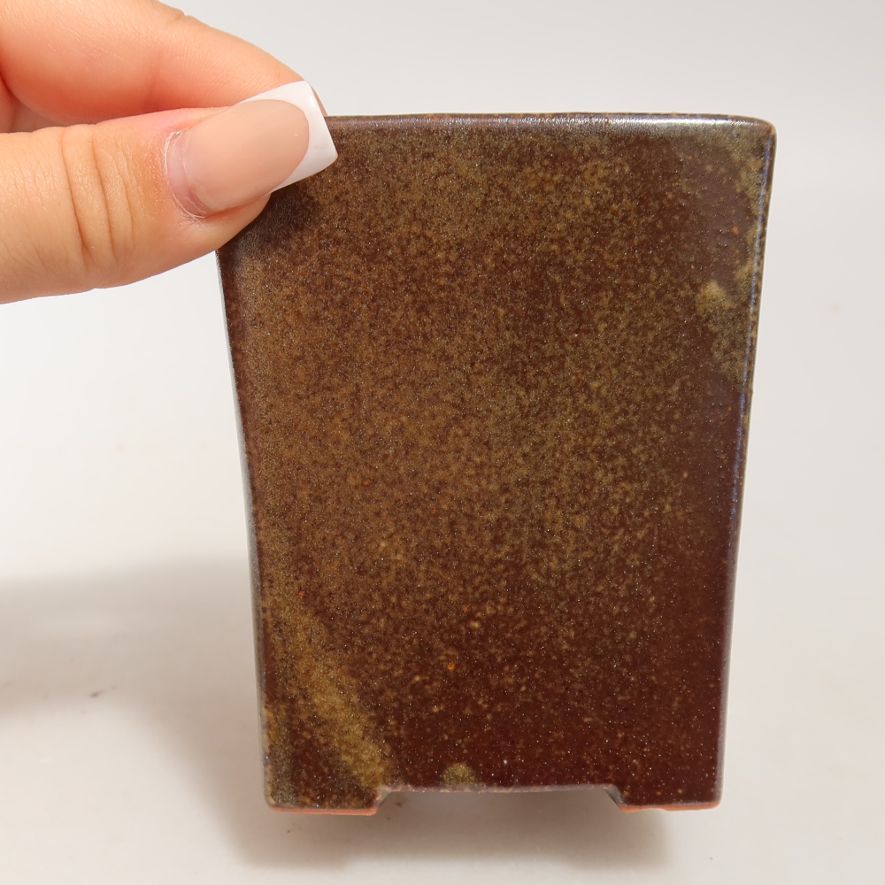 Bol à bonsaï en céramique 7,5 x 7,5 x 9,5 cm, brun