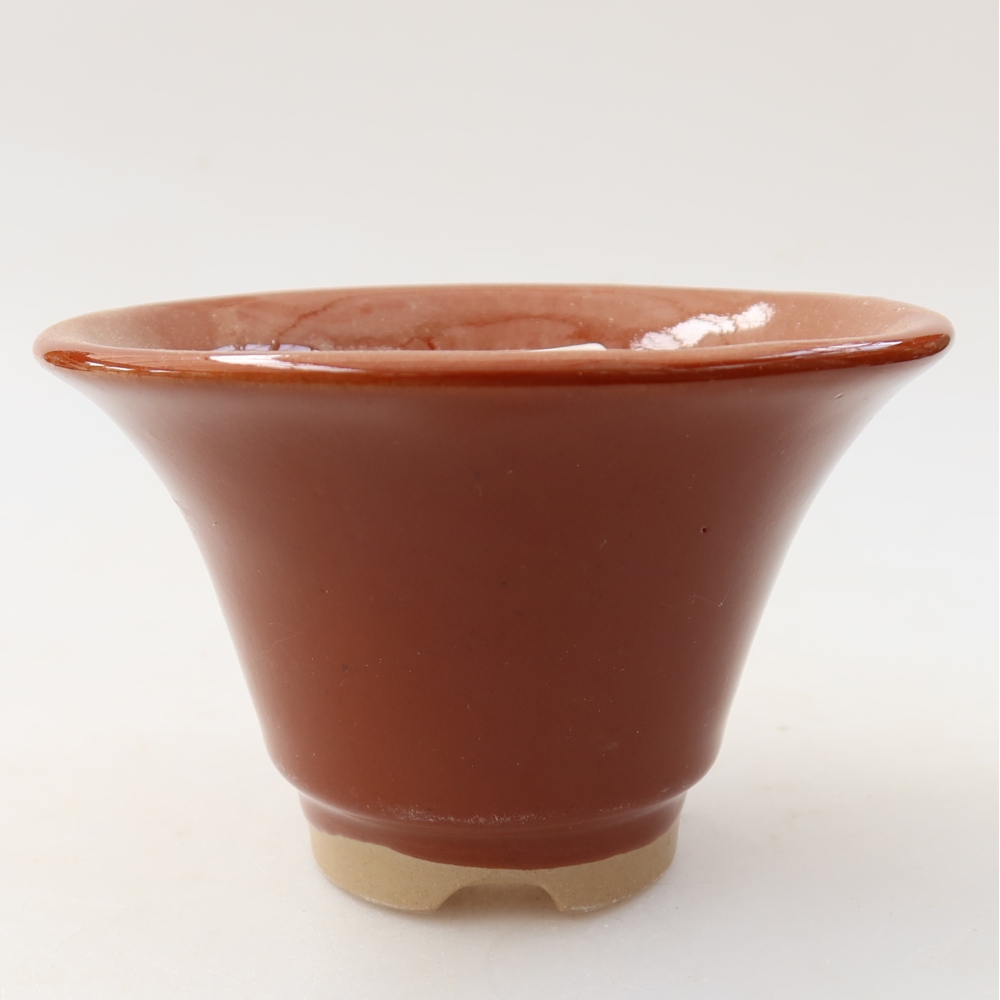 Pot à bonsaï en céramique 10,5 x 10,5 x 7 cm, couleur marron