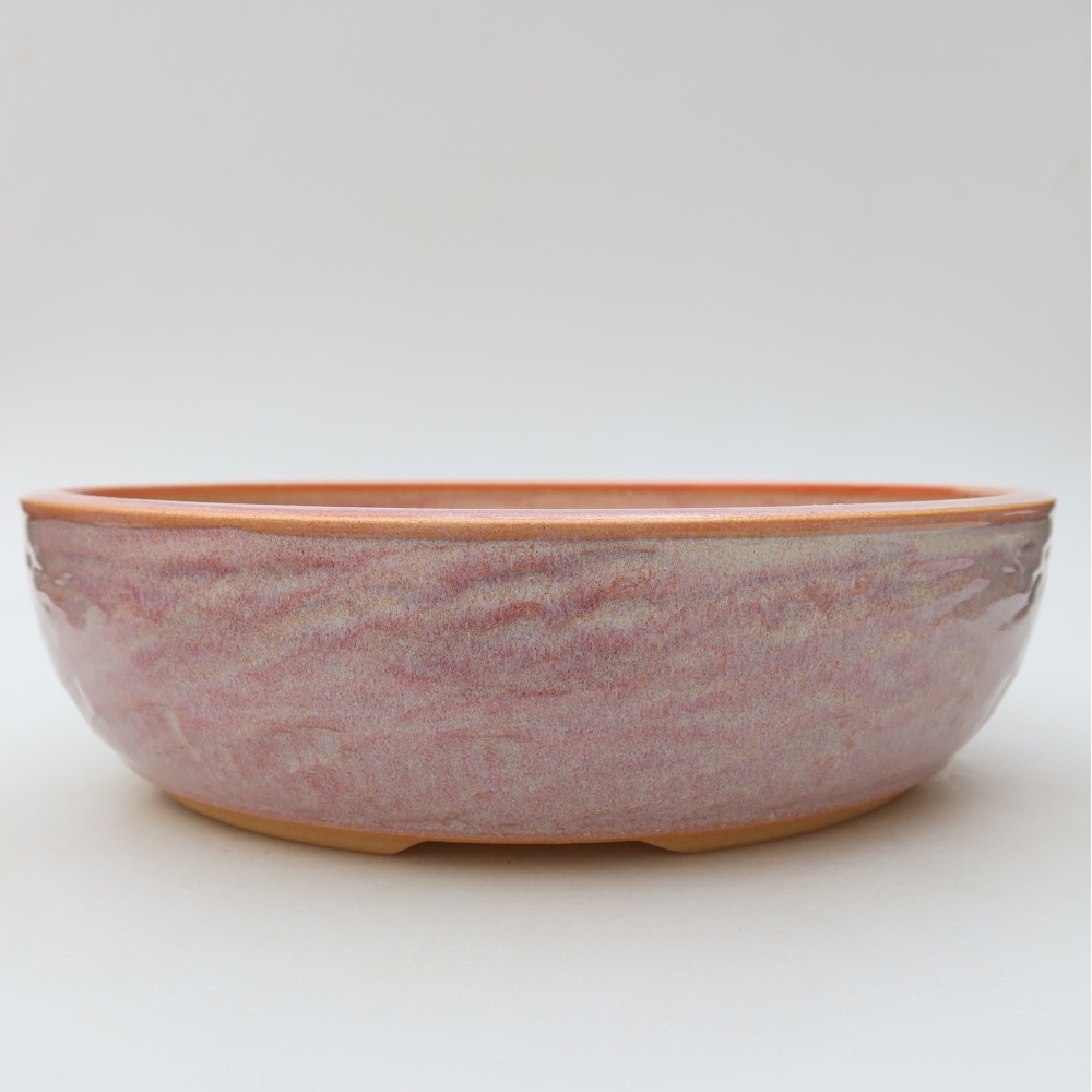 Pot à bonsaï en céramique 26,5 x 26,5 x 7,5 cm, couleur rose