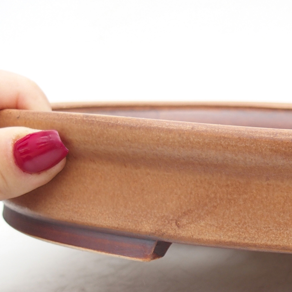 Bol à bonsaï en céramique 31 x 27 x 4 cm, brun