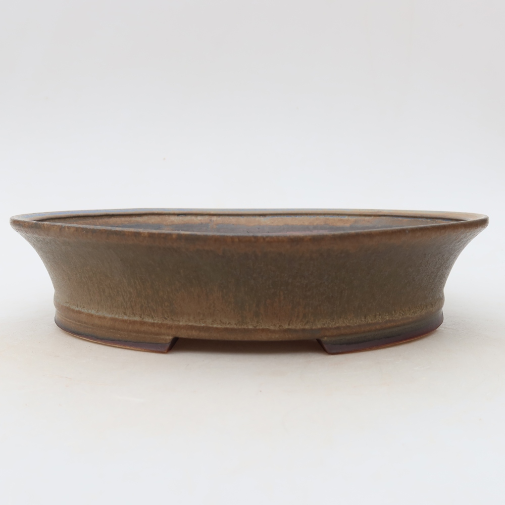 Pot à bonsaï en céramique 24 x 21,5 x 5,5 cm, couleur marron