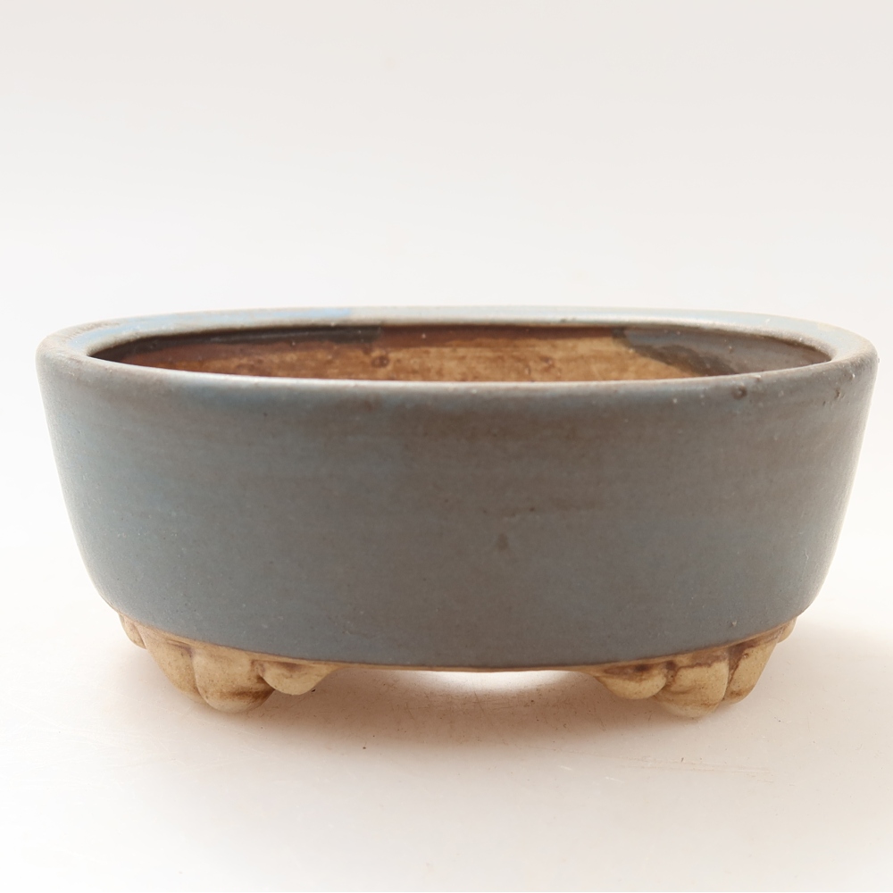 Pot à bonsaï en céramique 9,5 x 8 x 4 cm, couleur bleue