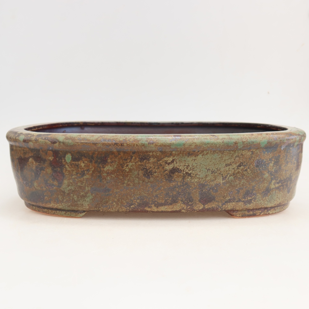 Pot à bonsaï en céramique 31,5 x 24 x 8 cm, couleur vert foncé
