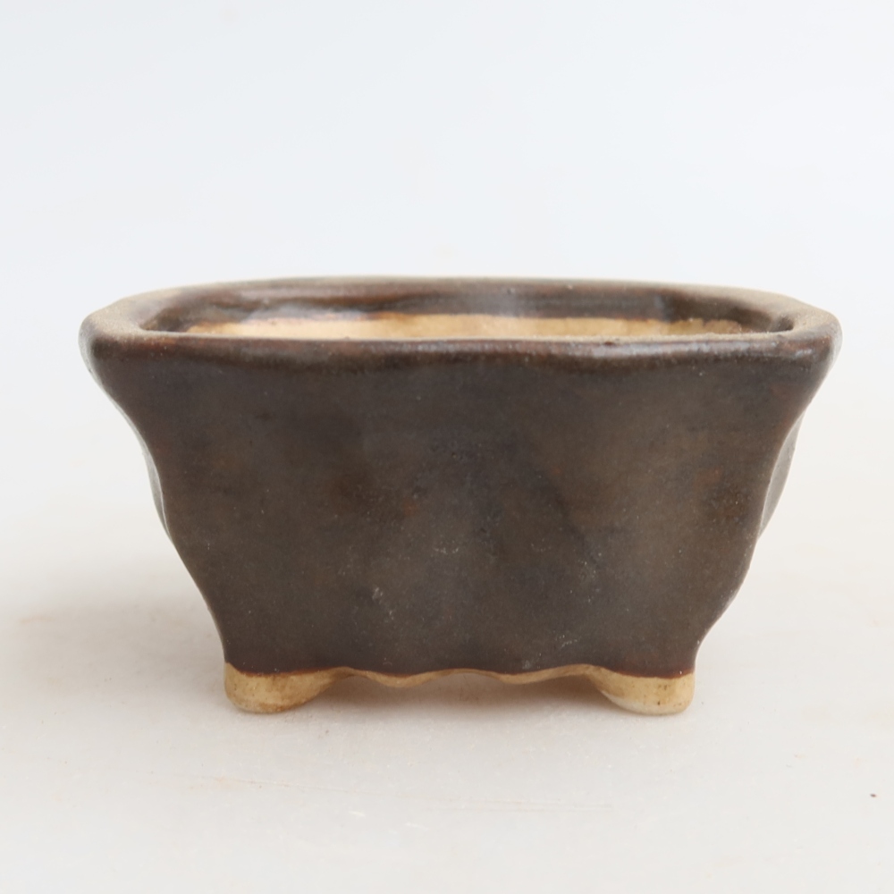 Bol à bonsaï en céramique 7 x 7 x 3,5 cm, brun