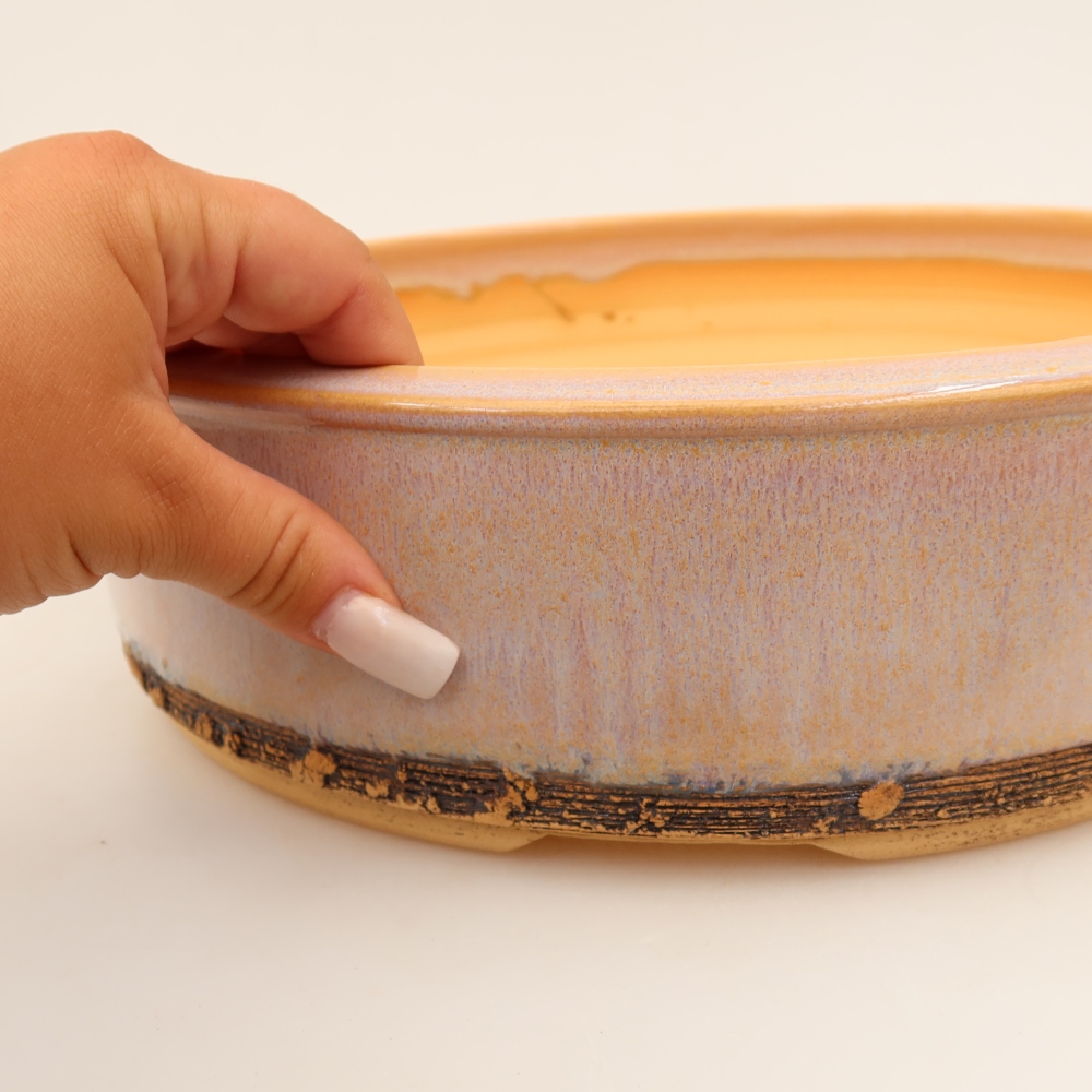 Pot à bonsaï en céramique 27 x 27 x 8 cm, couleur rose