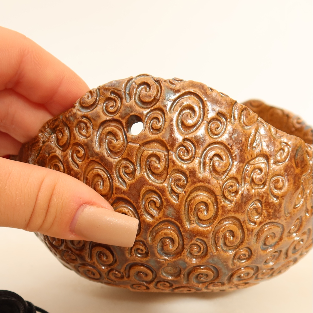 Coquille en céramique pour kokedama, 13 x 13 x 8 cm, couleur marron