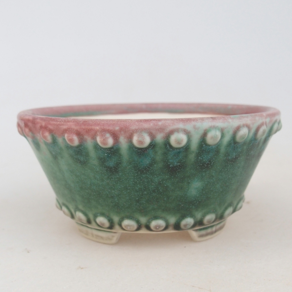 Bol à bonsaï en céramique 10,5 x 10,5 x 5 cm, vert