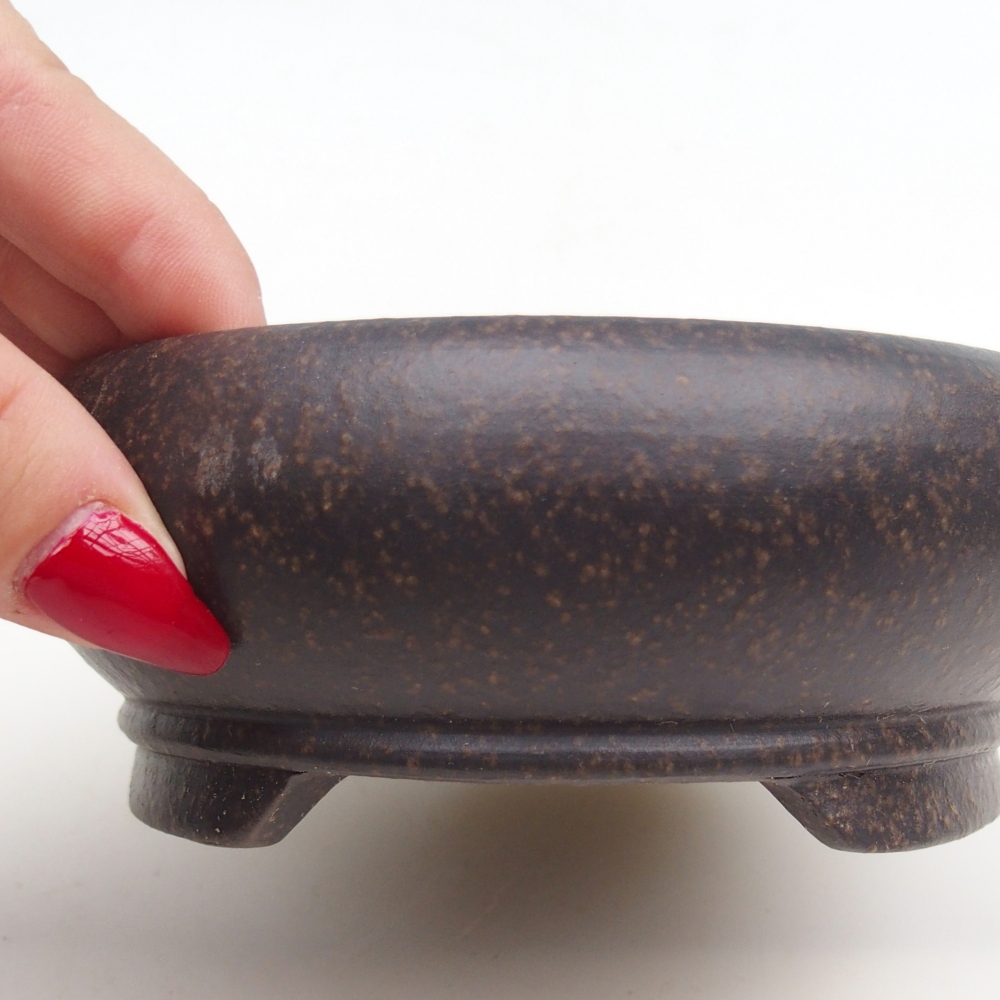 Bol à bonsaï en céramique 12 x 12 x 5 cm, couleur ocre brunâtre