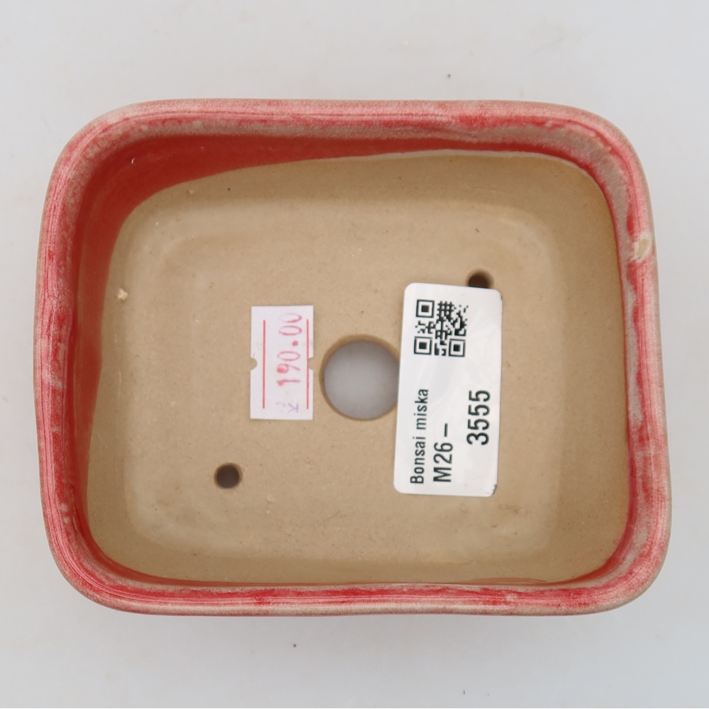 Pot à bonsaï en céramique 10,5 x 8,5 x 4 cm, couleur rouge