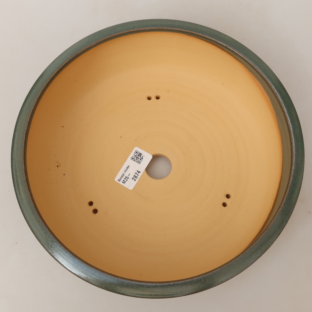 Pot à bonsaï en céramique 25 x 25 x 7,5 cm, couleur verte