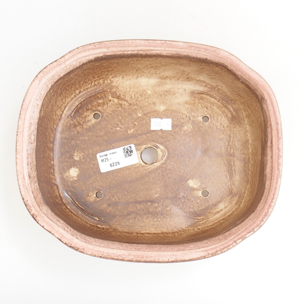 Bol à bonsaï en céramique 25 x 20,5 x 7 cm, rose