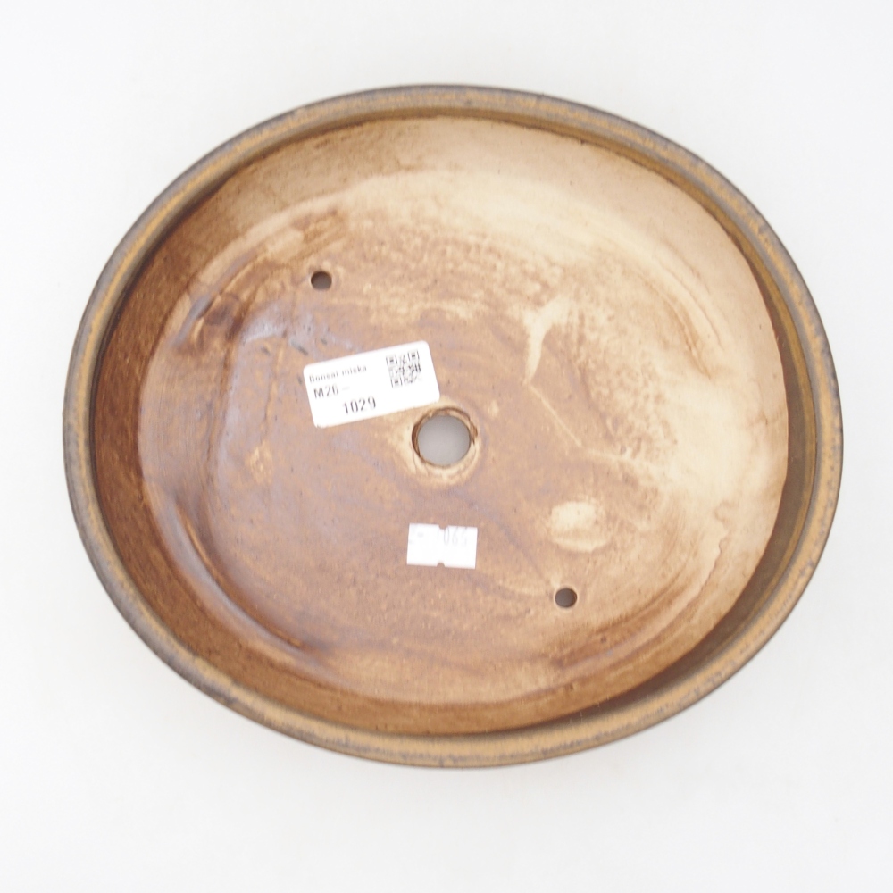 Bol à bonsaï en céramique 22,5 x 20 x 4,5 cm, brun