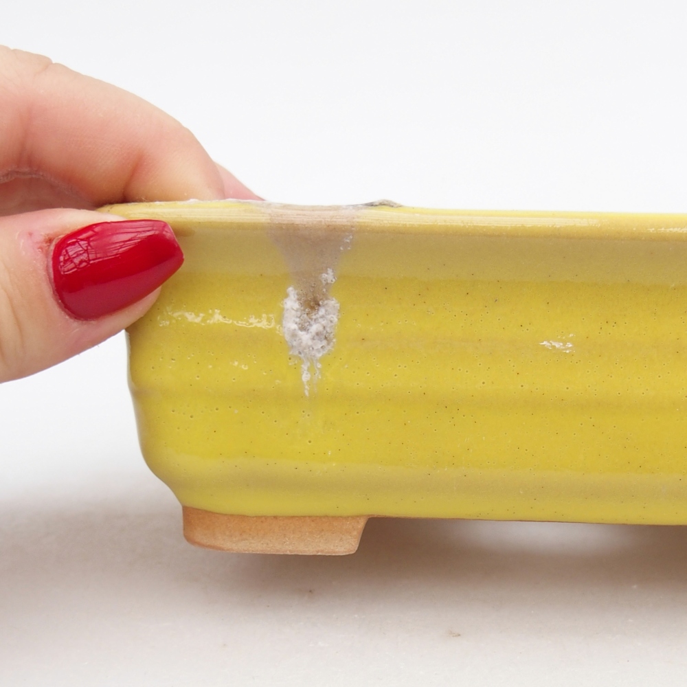 Bol à bonsaï en céramique 13,5 x 10 x 4,5 cm, jaune