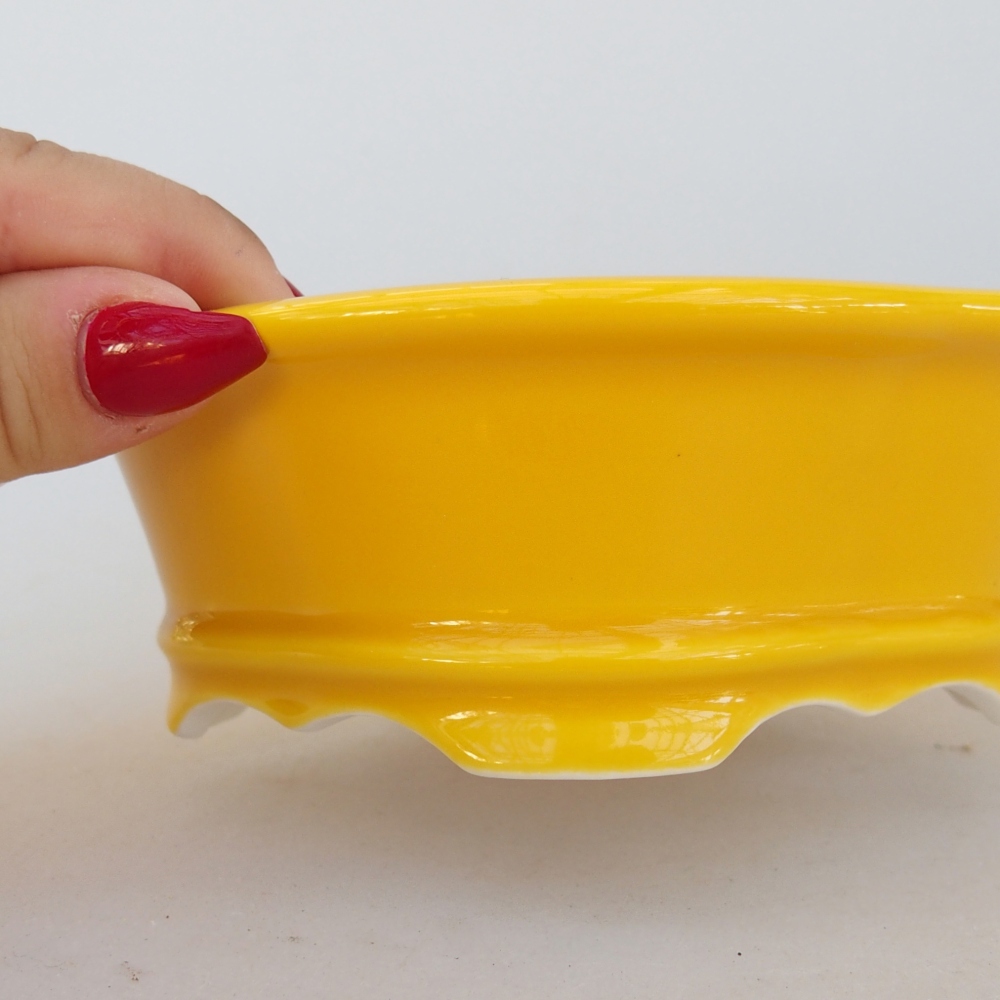 Bol à bonsaï en céramique 13 x 12 x 5 cm, jaune