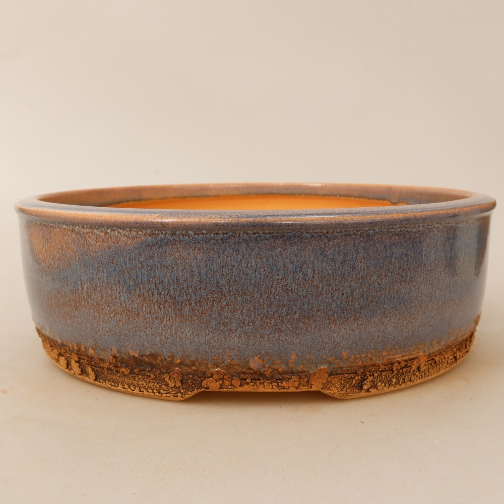 Pot à bonsaï en céramique 24 x 24 x 7,5 cm, couleur bleue