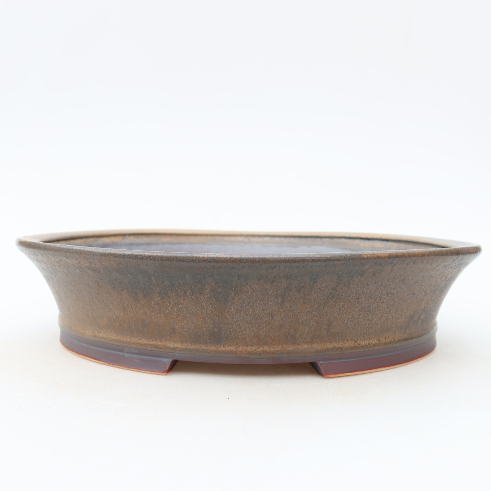 Pot à bonsaï en céramique 24 x 21,5 x 5,5 cm, couleur marron