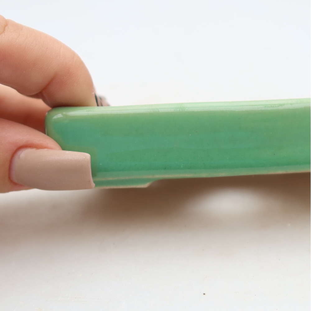 Pot à bonsaï en céramique 10 x 7 x 2 cm, couleur verte
