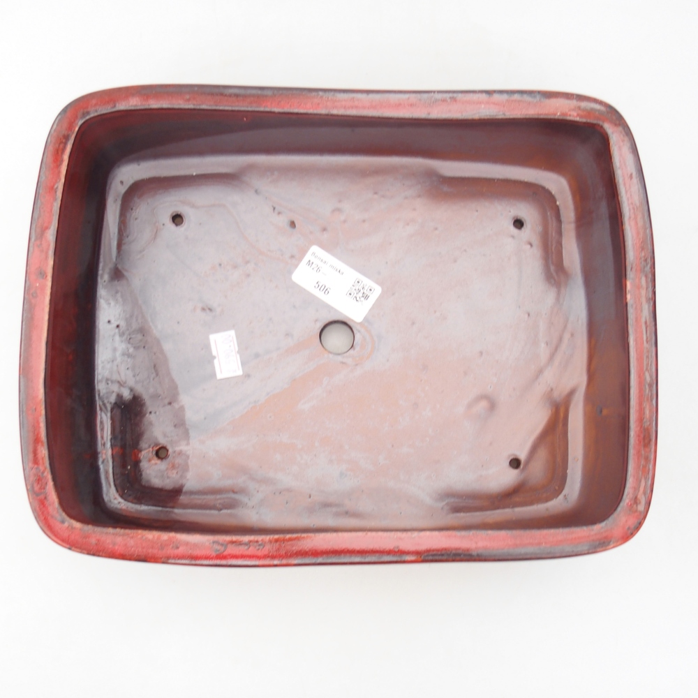 Bol à bonsaï en céramique 26,5 x 20 x 6,5 cm, couleur rouge