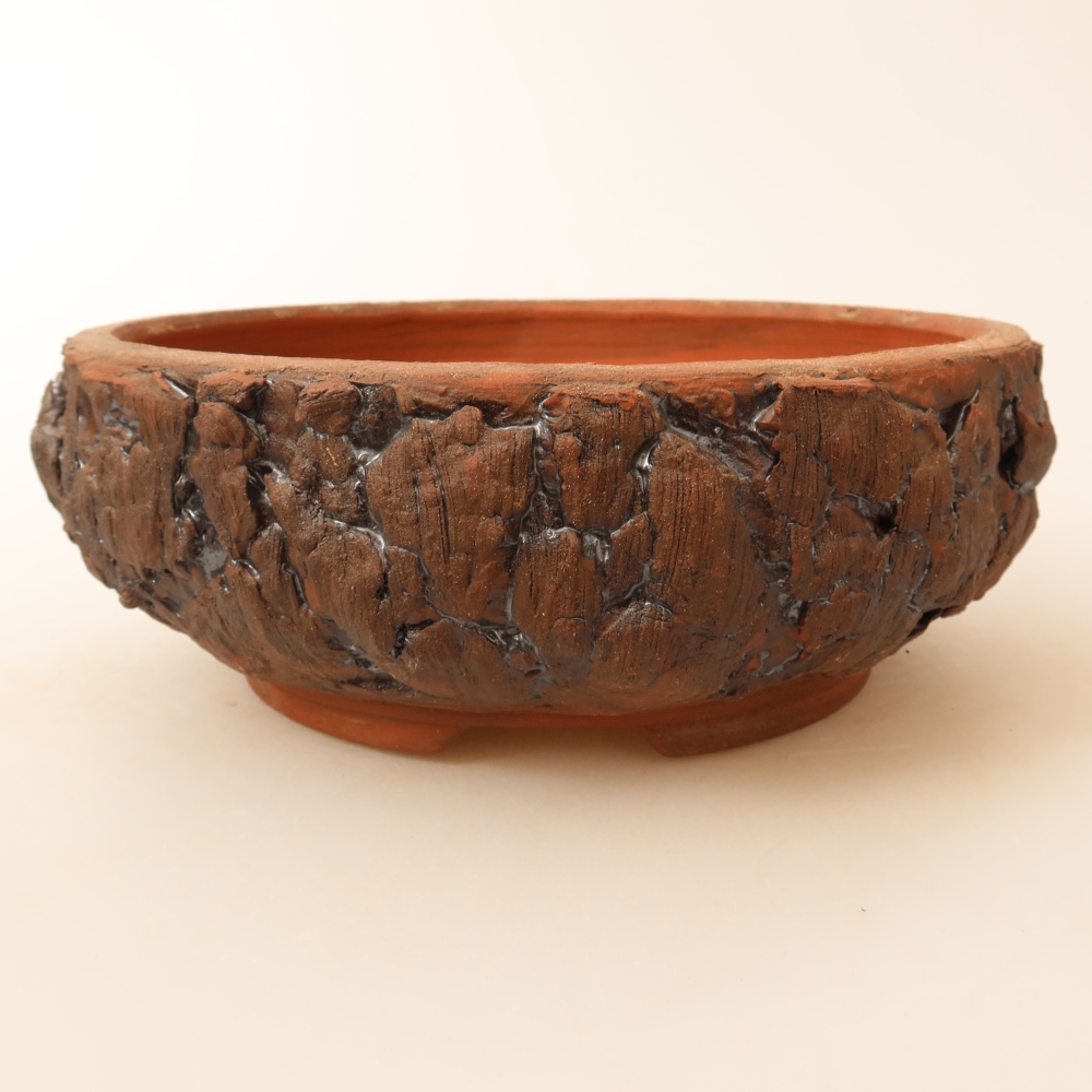 Pot à bonsaï en céramique 17,5 x 17,5 x 6,5 cm, couleur marron