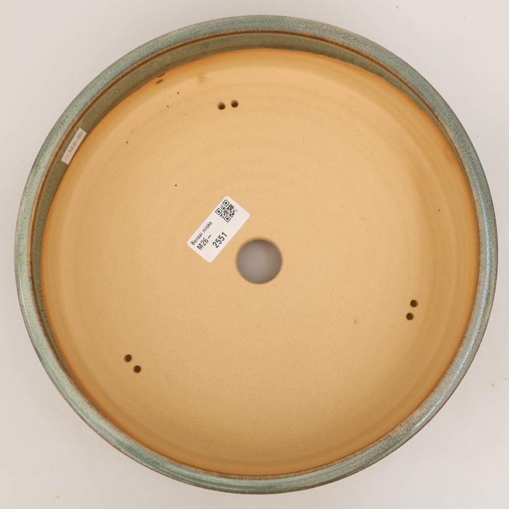 Pot à bonsaï en céramique 26,5 x 26,5 x 6,5 cm, couleur verte