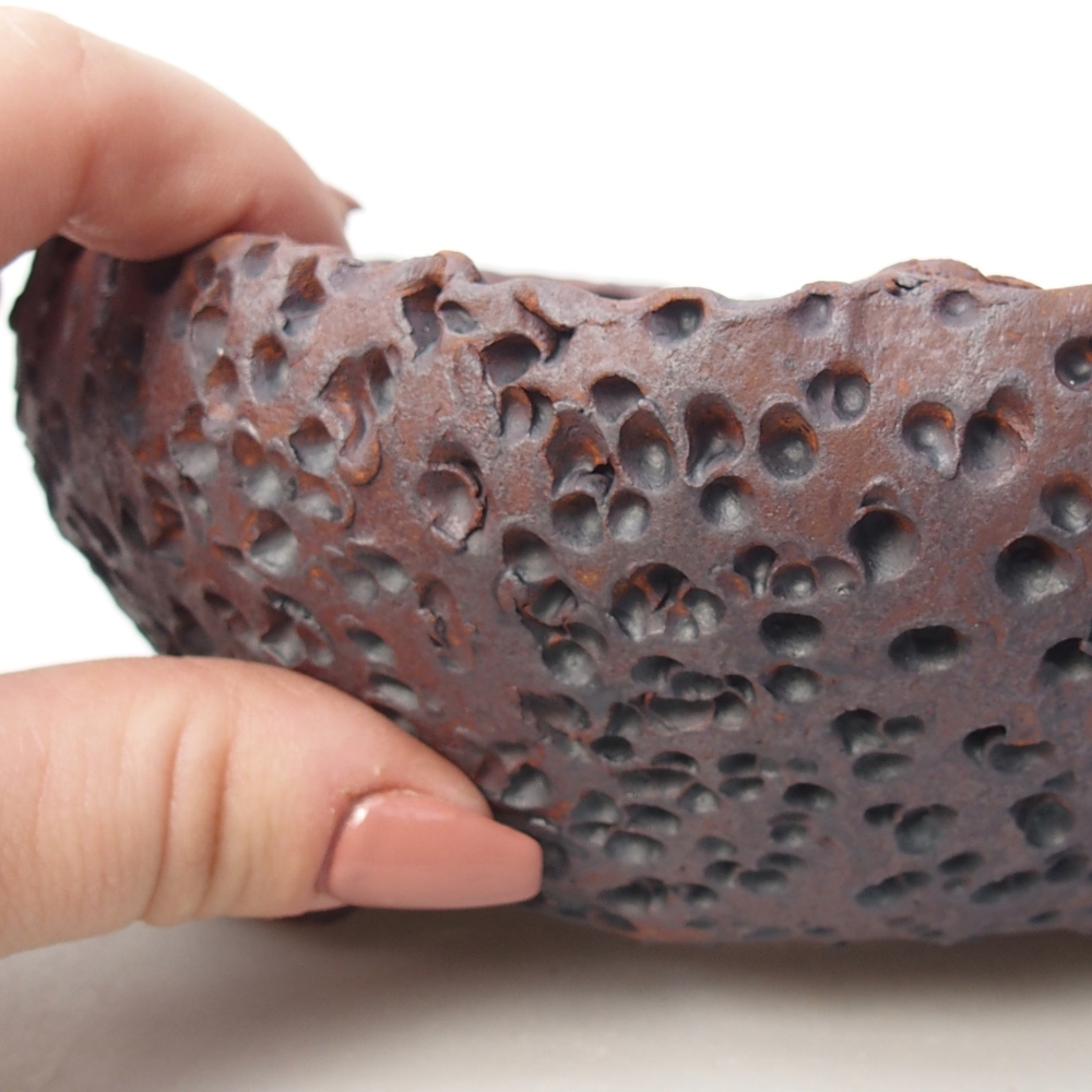 Bol à bonsaï en céramique 16,5 x 17,5 x 7 cm, couleur métal