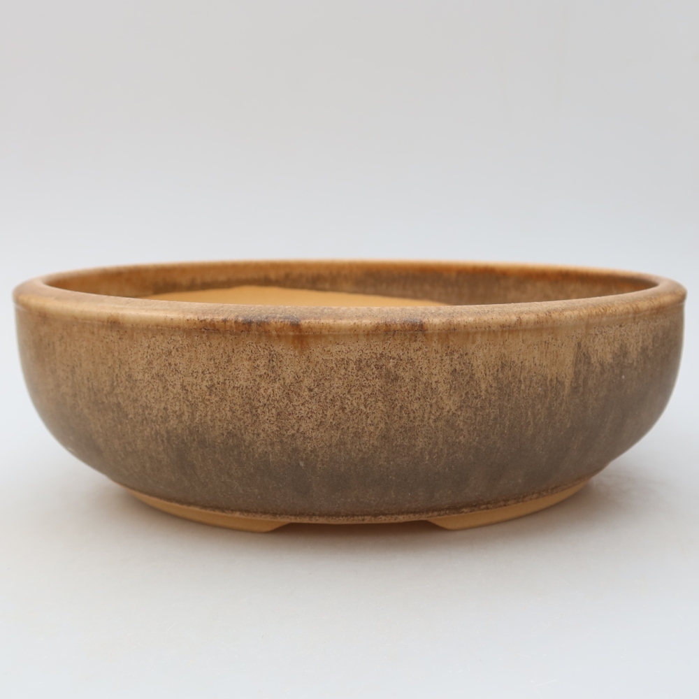 Pot à bonsaï en céramique 26 x 26 x 7,5 cm, couleur marron