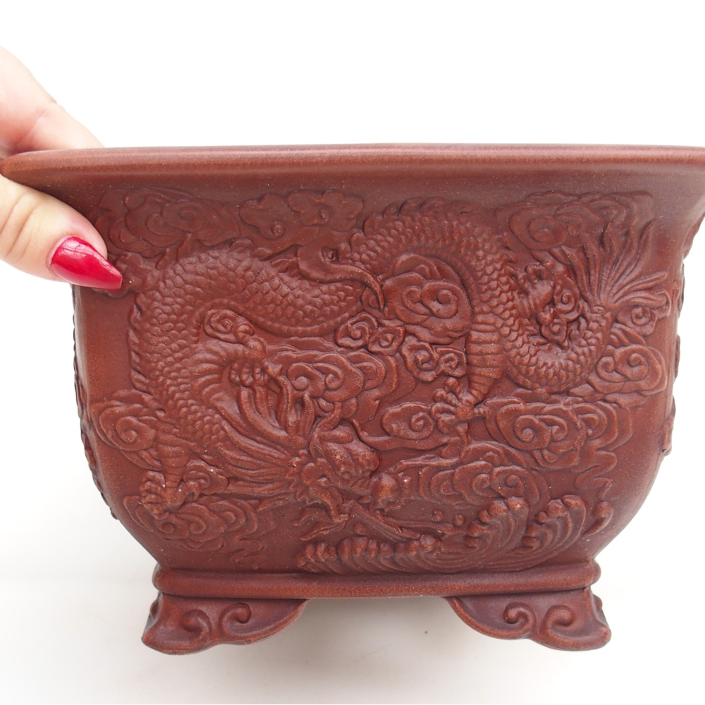 Bol à bonsaï en céramique 21 x 21 x 13,5 cm, brun