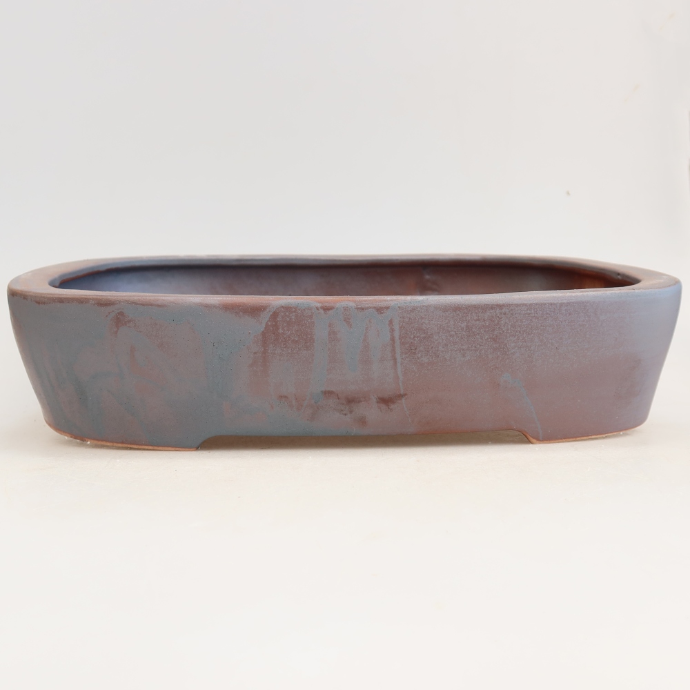 Bol à bonsaï en céramique 32 x 24,5 x 6,5 cm, couleur métal