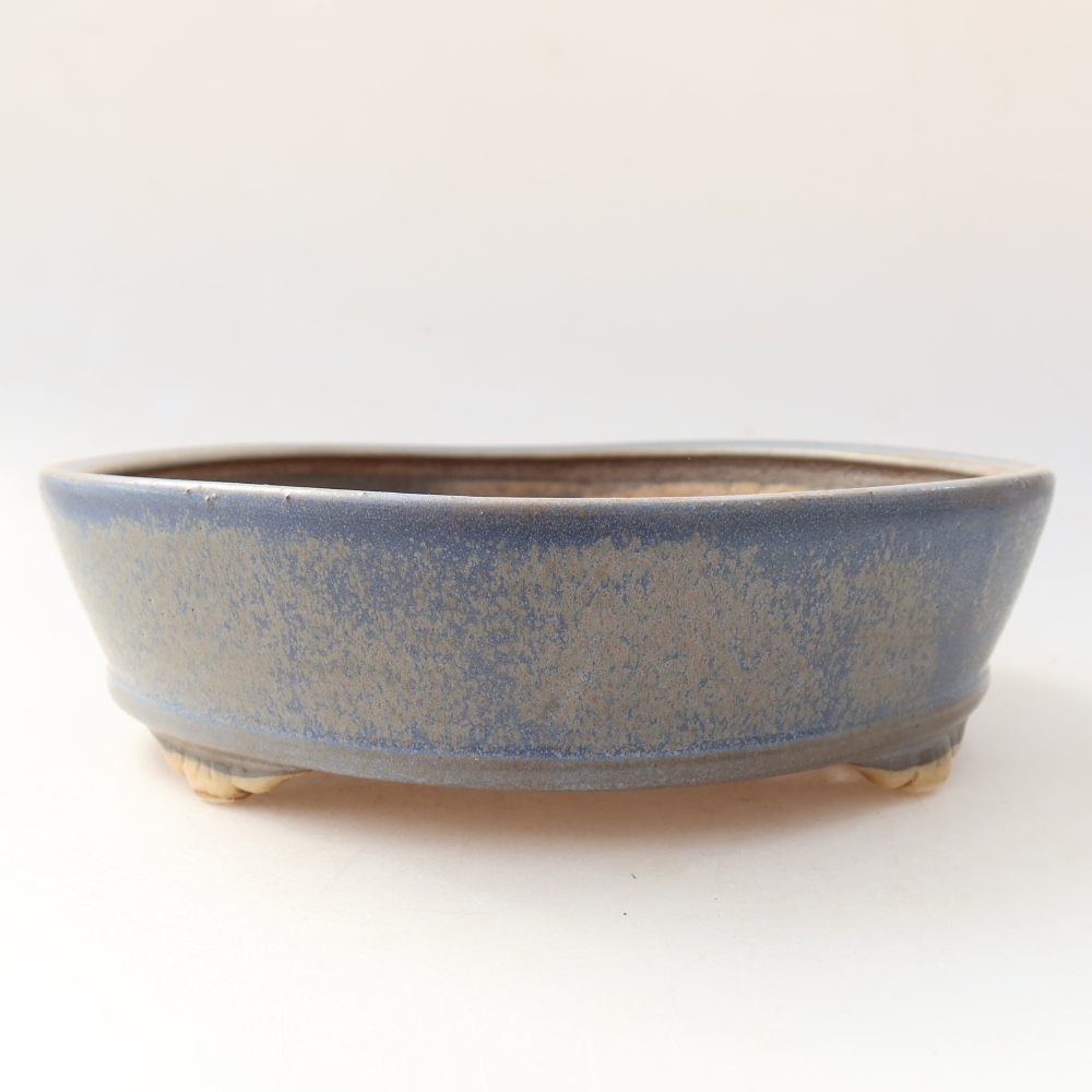 Pot à bonsaï en céramique 21,5 x 21,5 x 6 cm, couleur bleue