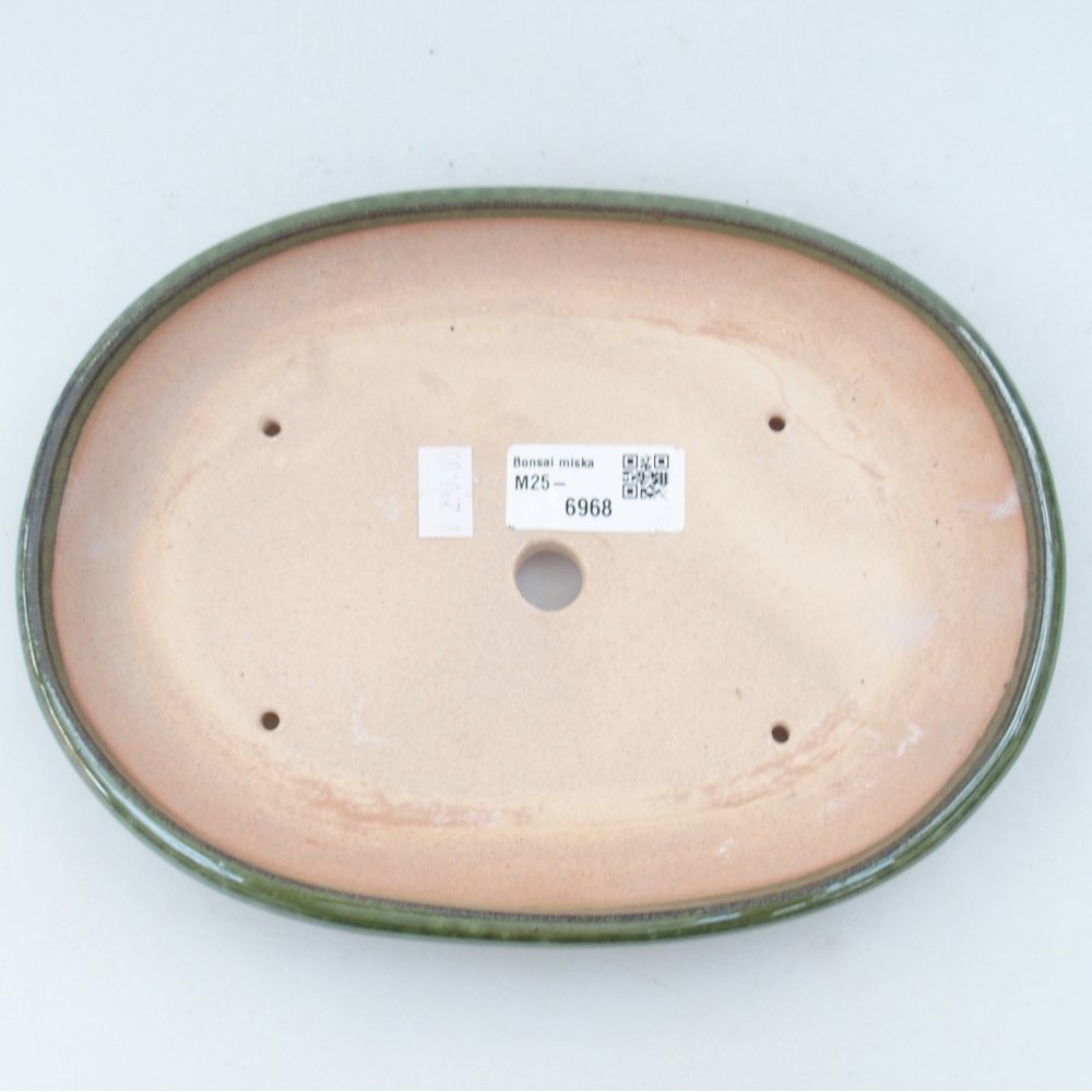 Bol à bonsaï en céramique 22,5 x 16,5 x 3 cm, vert