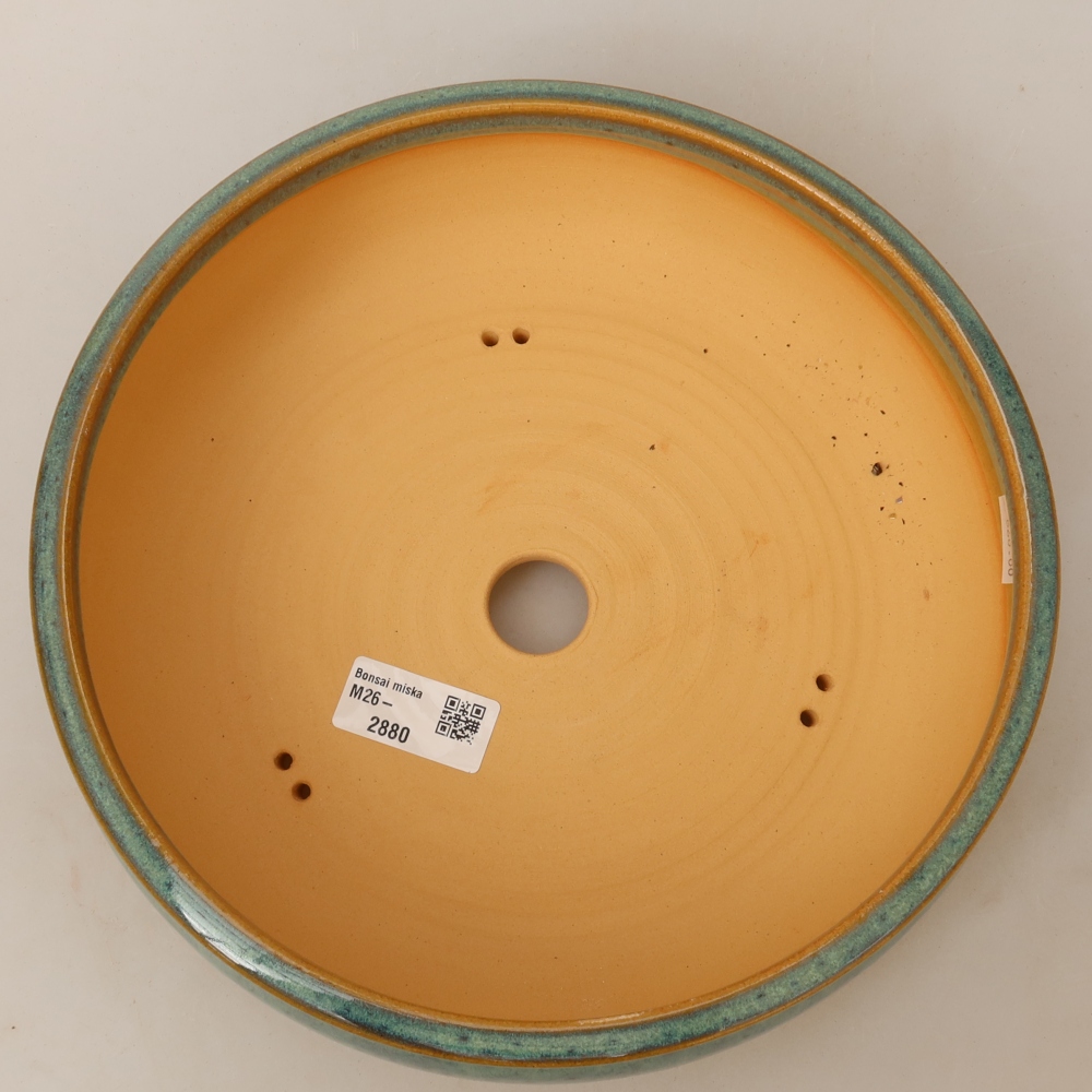 Pot à bonsaï en céramique 25 x 25 x 7,5 cm, couleur verte