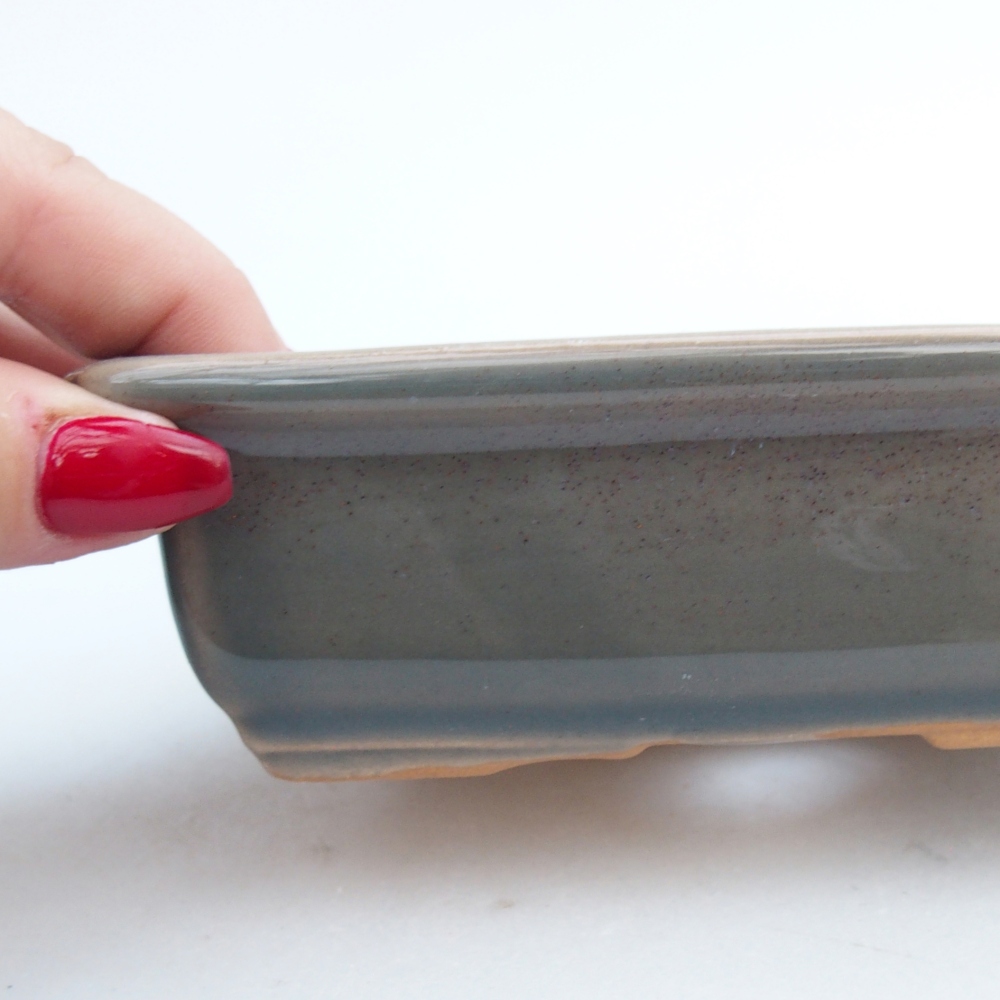 Bol à bonsaï en céramique 14 x 10,5 x 4 cm, gris