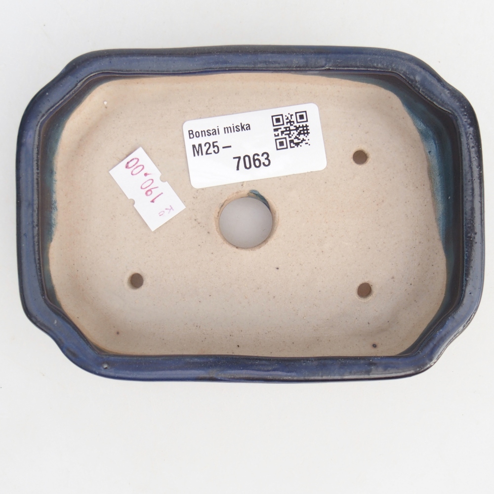 Bol à bonsaï en céramique 12,5 x 9 x 3 cm, couleur bleu