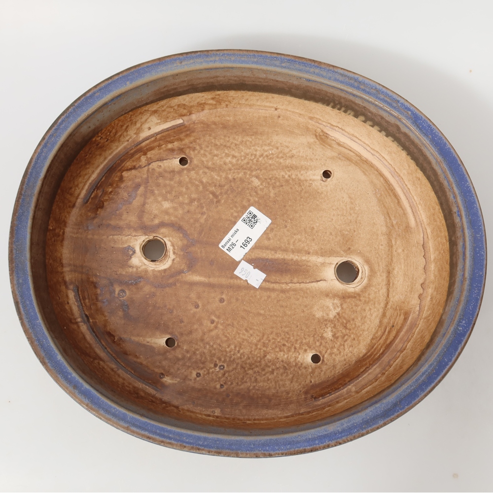 Pot à bonsaï en céramique 31,5 x 27,5 x 7 cm, couleur bleue