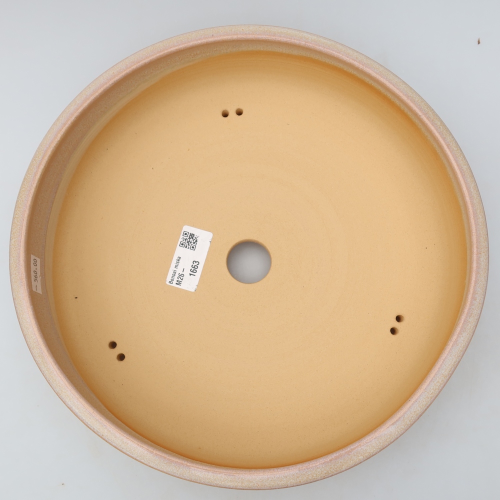 Pot à bonsaï en céramique 26,5 x 26,5 x 6,5 cm, couleur beige