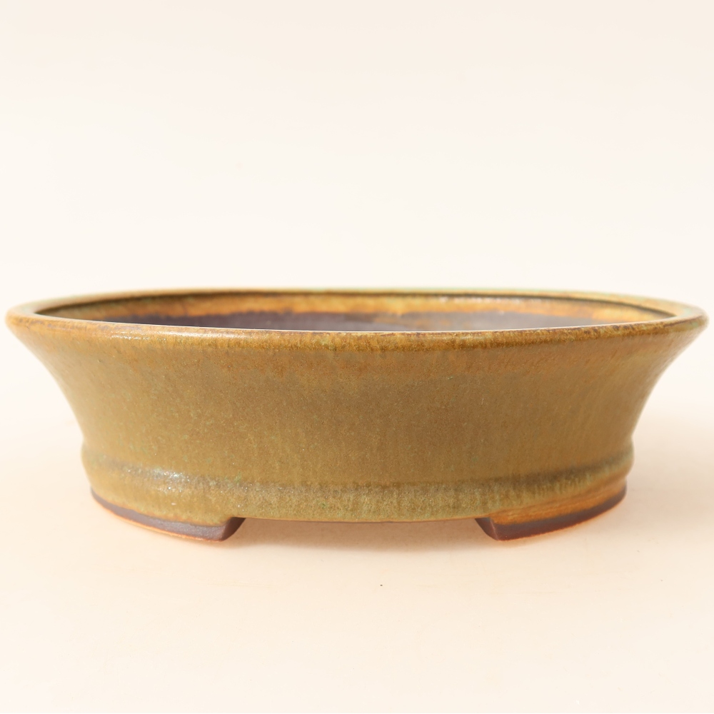Pot à bonsaï en céramique 17,5 x 16,5 x 4,5 cm, couleur verte