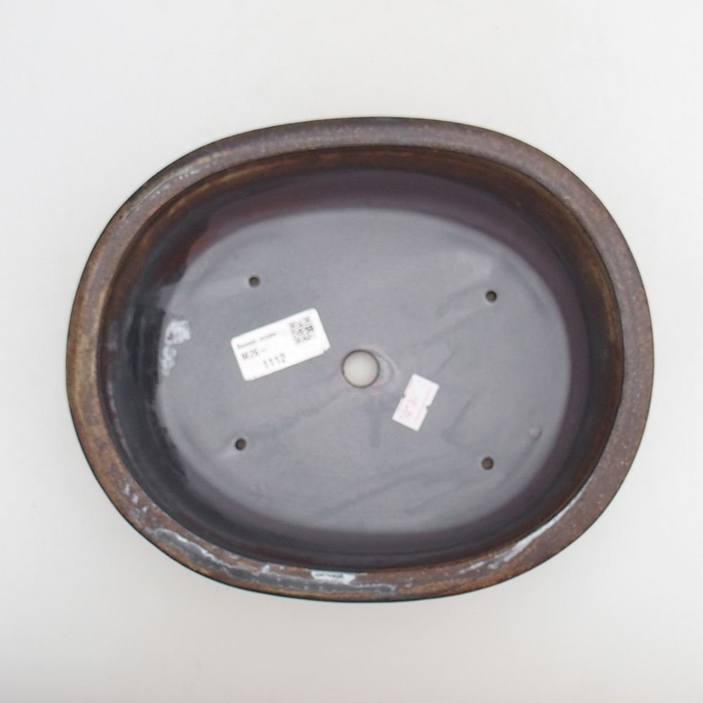 Bol à bonsaï en céramique 23 x 19 x 7 cm, couleur métal