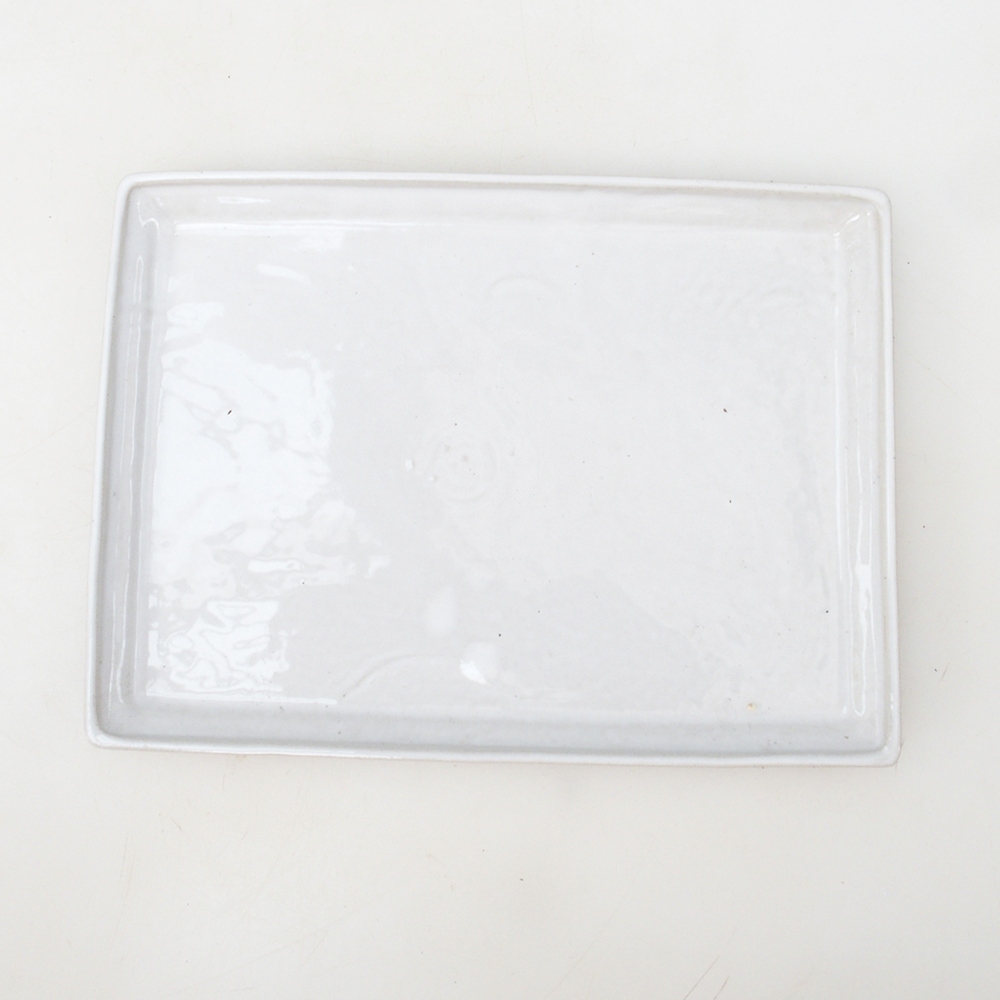 Soucoupe Bonsaï rectangle 22,5 x 17 x 1,5 cm - blanc